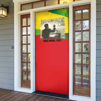 Ethiopia Haile Selassie I Door Cover with Addis Ababa 1963 Speech Quote Pan-African Flag Colors and Kente Pattern - Wonder Print Shop