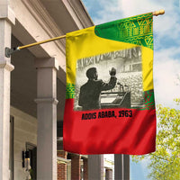 Ethiopia Haile Selassie I Garden Flag with Addis Ababa 1963 Speech Quote Pan-African Flag Colors and Kente Pattern - Wonder Print Shop