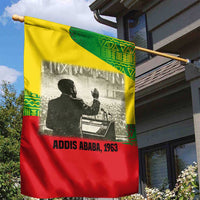 Ethiopia Haile Selassie I Garden Flag with Addis Ababa 1963 Speech Quote Pan-African Flag Colors and Kente Pattern - Wonder Print Shop
