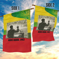 Ethiopia Haile Selassie I Garden Flag with Addis Ababa 1963 Speech Quote Pan-African Flag Colors and Kente Pattern - Wonder Print Shop