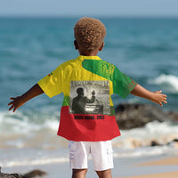 Ethiopia Haile Selassie I Kid Hawaiian Shirt with Addis Ababa 1963 Speech Quote Pan-African Flag Colors and Kente Pattern