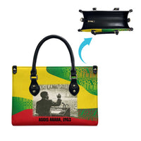 Ethiopia Haile Selassie I Leather Bag with Addis Ababa 1963 Speech Quote Pan-African Flag Colors and Kente Pattern - Wonder Print Shop