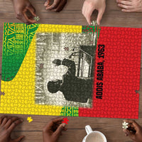 Ethiopia Haile Selassie I Puzzle with Addis Ababa 1963 Speech Quote Pan-African Flag Colors and Kente Pattern - Wonder Print Shop