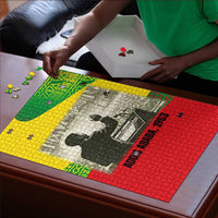 Ethiopia Haile Selassie I Puzzle with Addis Ababa 1963 Speech Quote Pan-African Flag Colors and Kente Pattern - Wonder Print Shop