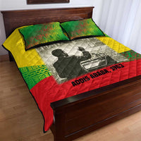 Ethiopia Haile Selassie I Quilt Bed Set with Addis Ababa 1963 Speech Quote Pan-African Flag Colors and Kente Pattern - Wonder Print Shop