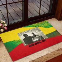 Ethiopia Haile Selassie I Rubber Doormat with Addis Ababa 1963 Speech Quote Pan-African Flag Colors and Kente Pattern - Wonder Print Shop