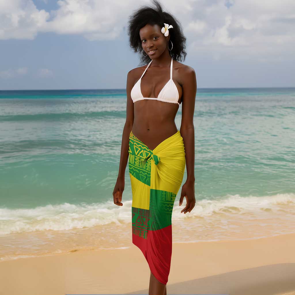 Ethiopia Haile Selassie I Sarong with Addis Ababa 1963 Speech Quote Pan-African Flag Colors and Kente Pattern - Wonder Print Shop