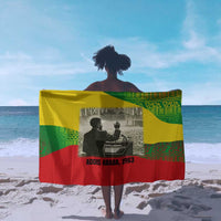 Ethiopia Haile Selassie I Sarong with Addis Ababa 1963 Speech Quote Pan-African Flag Colors and Kente Pattern - Wonder Print Shop