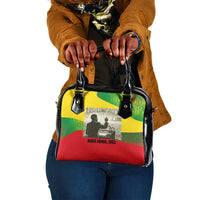 Ethiopia Haile Selassie I Shoulder Handbag with Addis Ababa 1963 Speech Quote Pan-African Flag Colors and Kente Pattern - Wonder Print Shop