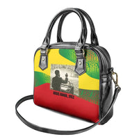 Ethiopia Haile Selassie I Shoulder Handbag with Addis Ababa 1963 Speech Quote Pan-African Flag Colors and Kente Pattern - Wonder Print Shop