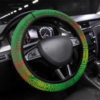 Ethiopia Haile Selassie I Steering Wheel Cover with Addis Ababa 1963 Speech Quote Pan-African Flag Colors and Kente Pattern - Wonder Print Shop