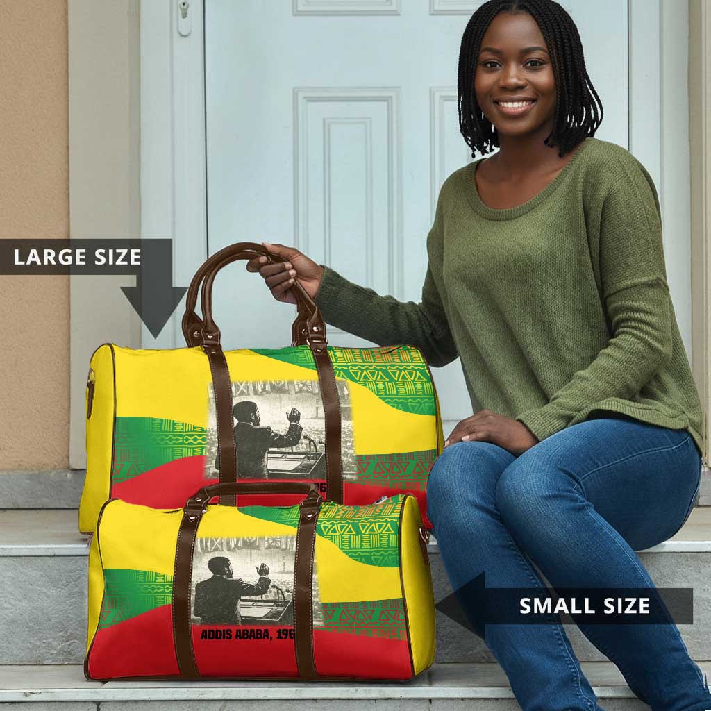 Ethiopia Haile Selassie I Travel Bag with Addis Ababa 1963 Speech Quote Pan-African Flag Colors and Kente Pattern - Wonder Print Shop