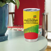 Ethiopia Haile Selassie I Tumbler Cup with Addis Ababa 1963 Speech Quote Pan-African Flag Colors and Kente Pattern - Wonder Print Shop