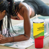 Ethiopia Haile Selassie I Tumbler With Handle with Addis Ababa 1963 Speech Quote Pan-African Flag Colors and Kente Pattern - Wonder Print Shop