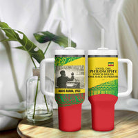 Ethiopia Haile Selassie I Tumbler With Handle with Addis Ababa 1963 Speech Quote Pan-African Flag Colors and Kente Pattern - Wonder Print Shop