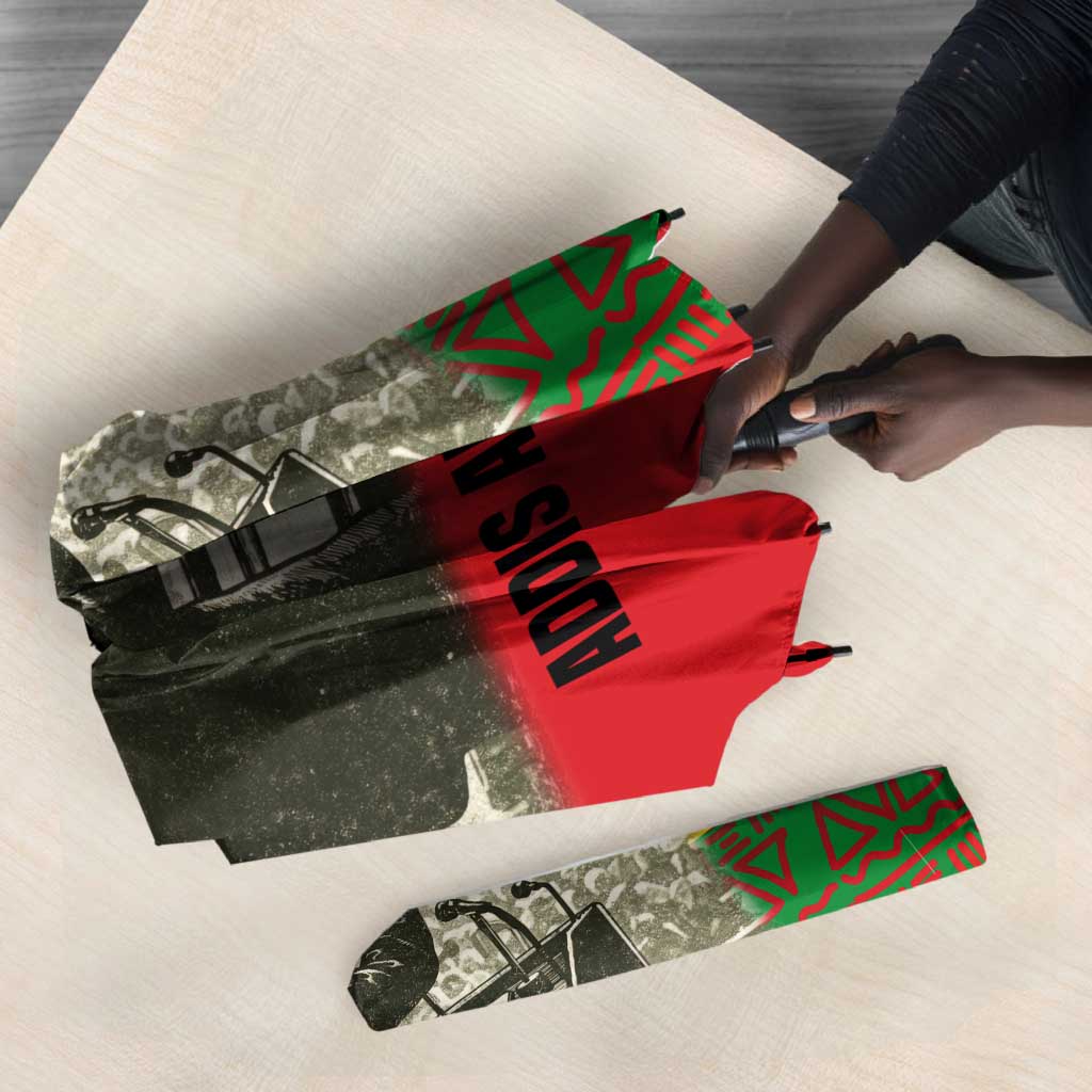 Ethiopia Haile Selassie I Umbrella with Addis Ababa 1963 Speech Quote Pan-African Flag Colors and Kente Pattern - Wonder Print Shop