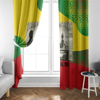Ethiopia Haile Selassie I Window Curtain with Addis Ababa 1963 Speech Quote Pan-African Flag Colors and Kente Pattern - Wonder Print Shop