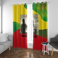 Ethiopia Haile Selassie I Window Curtain with Addis Ababa 1963 Speech Quote Pan-African Flag Colors and Kente Pattern - Wonder Print Shop