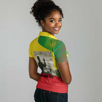Ethiopia Haile Selassie I Women Polo Shirt with Addis Ababa 1963 Speech Quote Pan-African Flag Colors and Kente Pattern