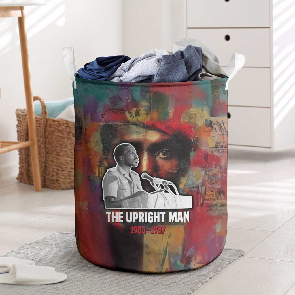 Thomas Sankara Burkina Faso Laundry Basket with Bold Portrait and The Upright Man Tribute Design - Wonder Print Shop