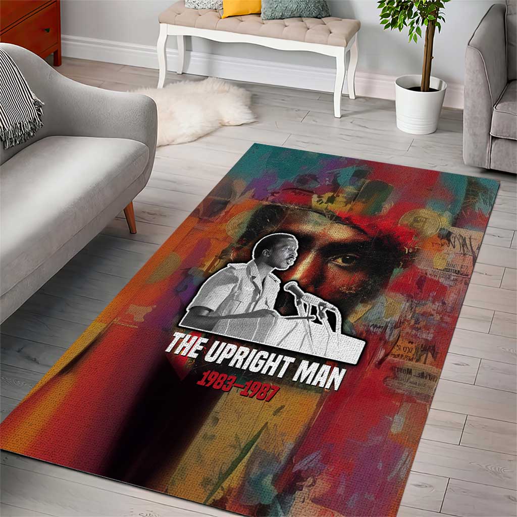 Thomas Sankara Burkina Faso Area Rug with Bold Portrait and The Upright Man Tribute Design - Wonder Print Shop