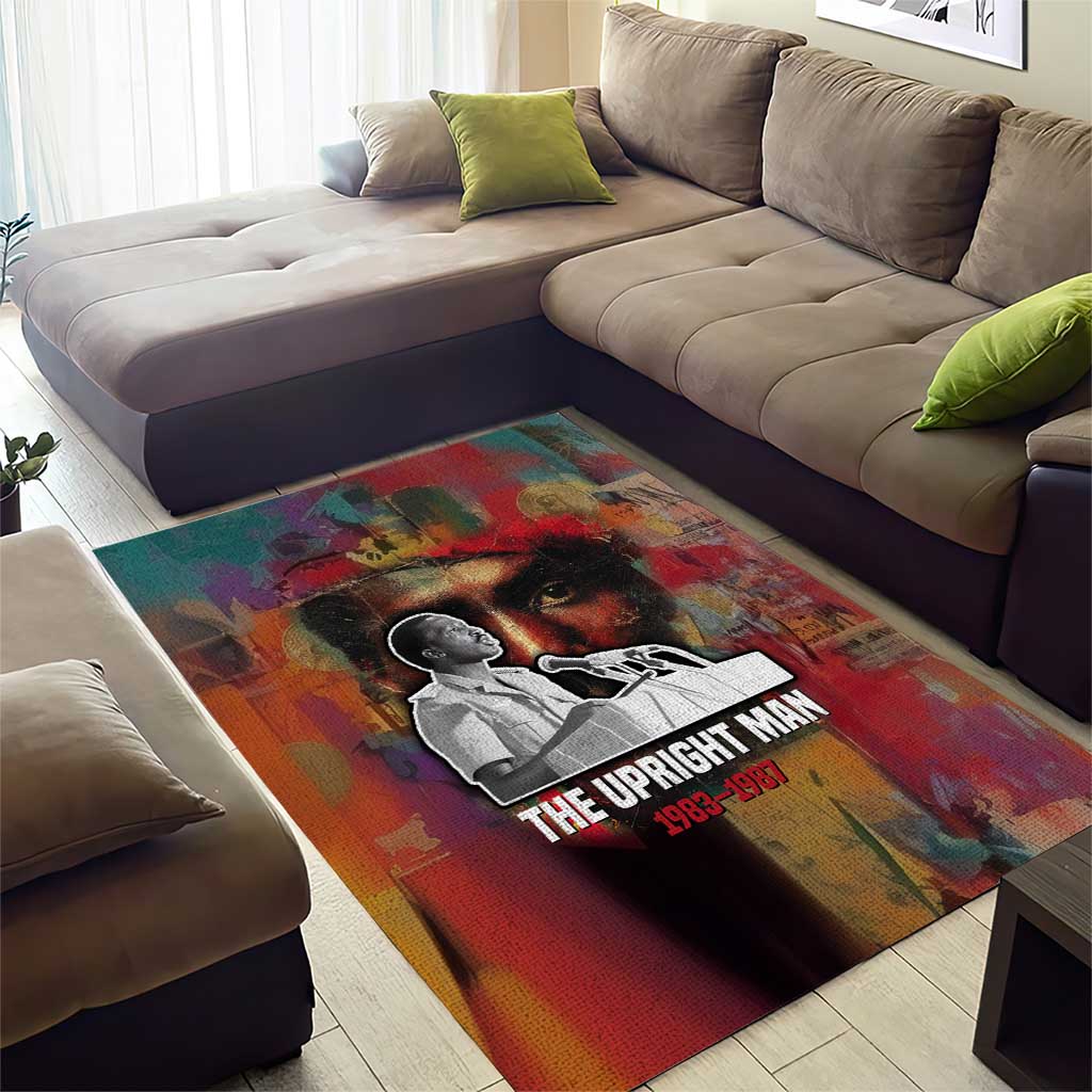 Thomas Sankara Burkina Faso Area Rug with Bold Portrait and The Upright Man Tribute Design - Wonder Print Shop