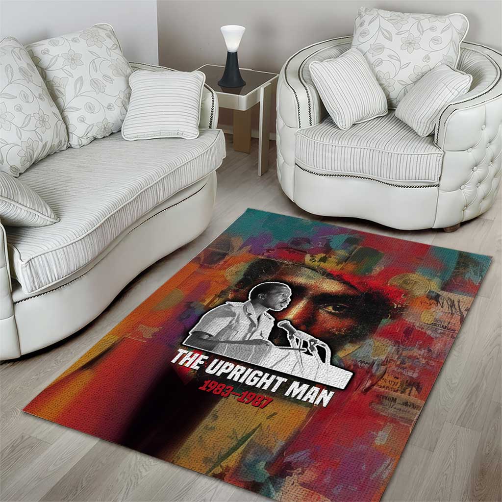 Thomas Sankara Burkina Faso Area Rug with Bold Portrait and The Upright Man Tribute Design - Wonder Print Shop