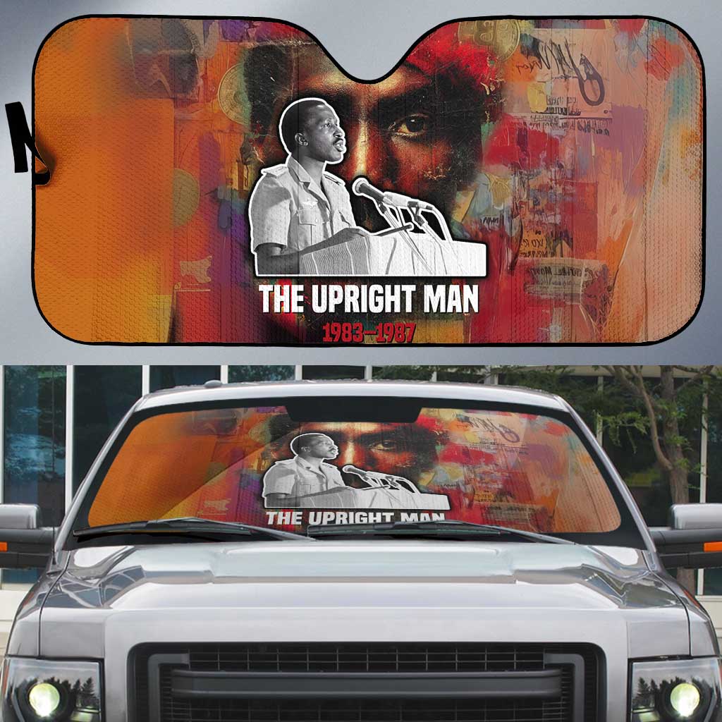 Thomas Sankara Burkina Faso Auto Sun Shade with Bold Portrait and The Upright Man Tribute Design - Wonder Print Shop