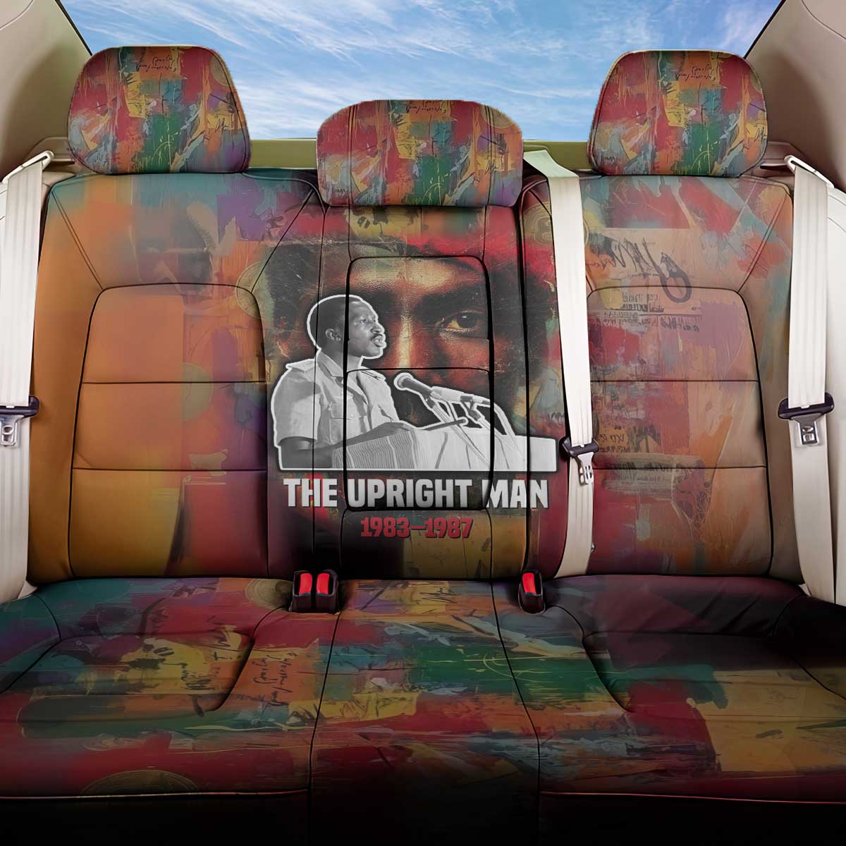 Thomas Sankara Burkina Faso Back Car Seat Cover with Bold Portrait and The Upright Man Tribute Design - Wonder Print Shop
