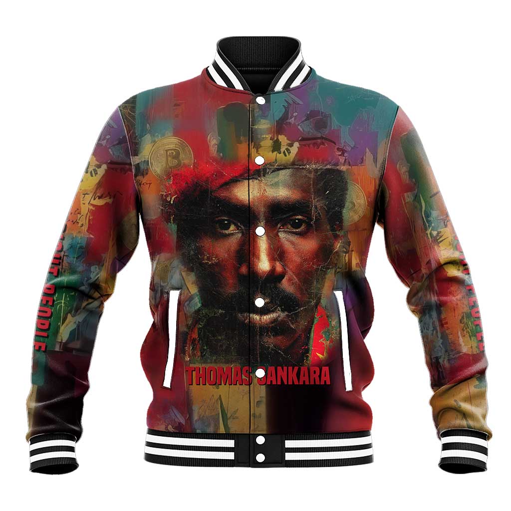 Thomas Sankara Burkina Faso Baseball Jacket with Bold Portrait and The Upright Man Tribute Design - Wonder Print Shop