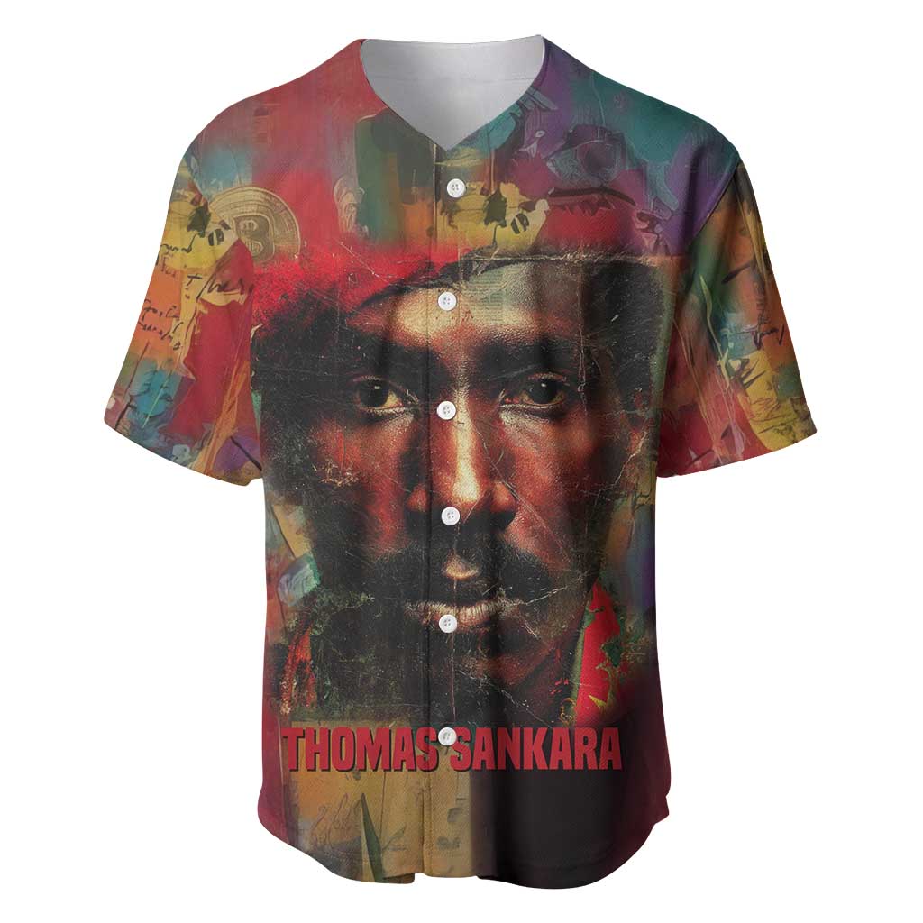 Thomas Sankara Burkina Faso Baseball Jersey with Bold Portrait and The Upright Man Tribute Design - Wonder Print Shop