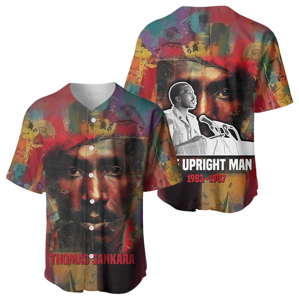 Thomas Sankara Burkina Faso Baseball Jersey with Bold Portrait and The Upright Man Tribute Design - Wonder Print Shop