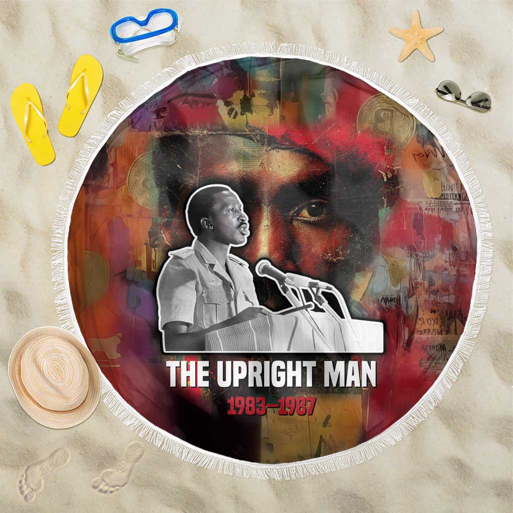 Thomas Sankara Burkina Faso Beach Blanket with Bold Portrait and The Upright Man Tribute Design - Wonder Print Shop
