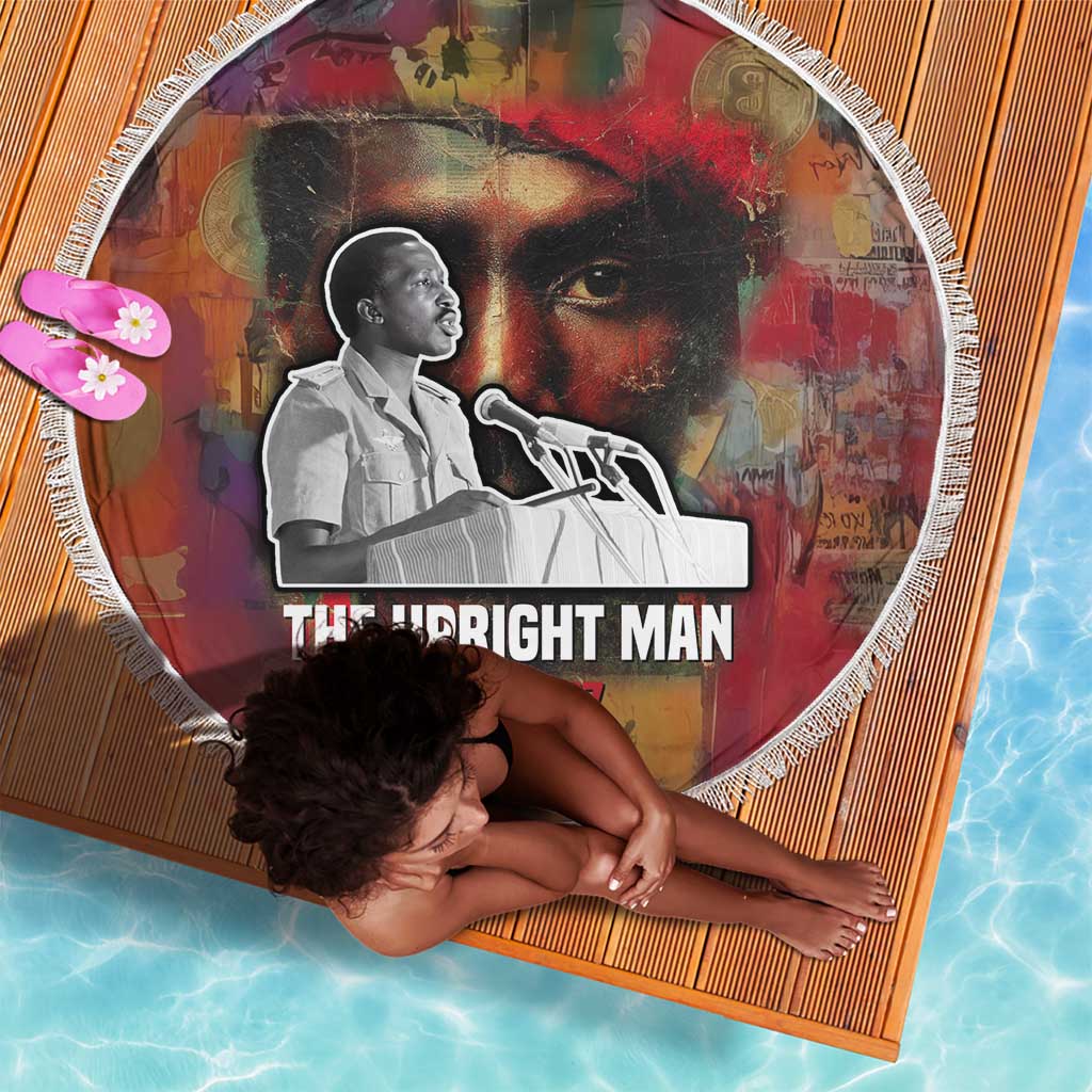 Thomas Sankara Burkina Faso Beach Blanket with Bold Portrait and The Upright Man Tribute Design - Wonder Print Shop