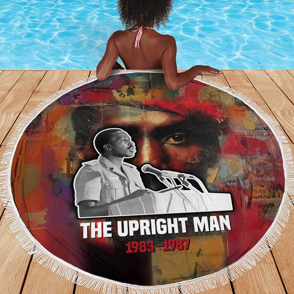 Thomas Sankara Burkina Faso Beach Blanket with Bold Portrait and The Upright Man Tribute Design - Wonder Print Shop