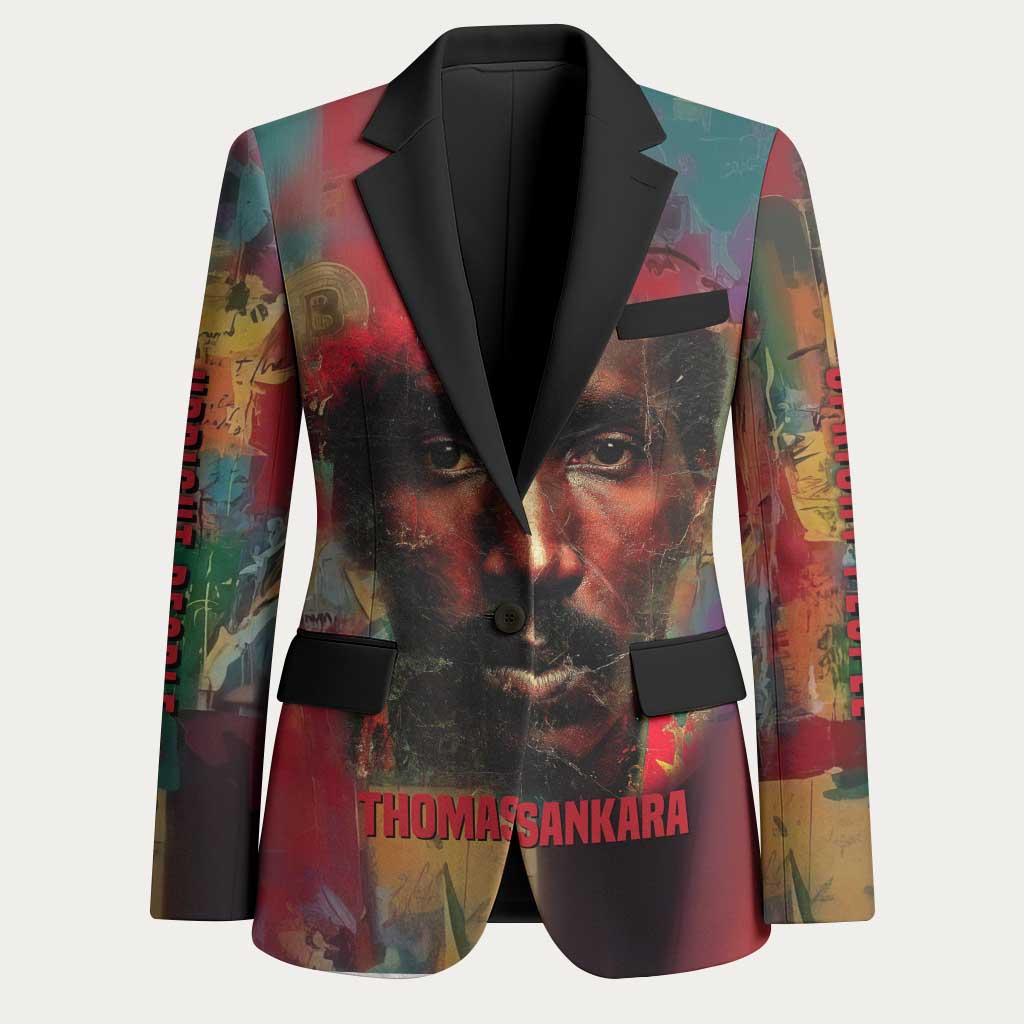 Thomas Sankara Burkina Faso Blazer with Bold Portrait and The Upright Man Tribute Design - Wonder Print Shop
