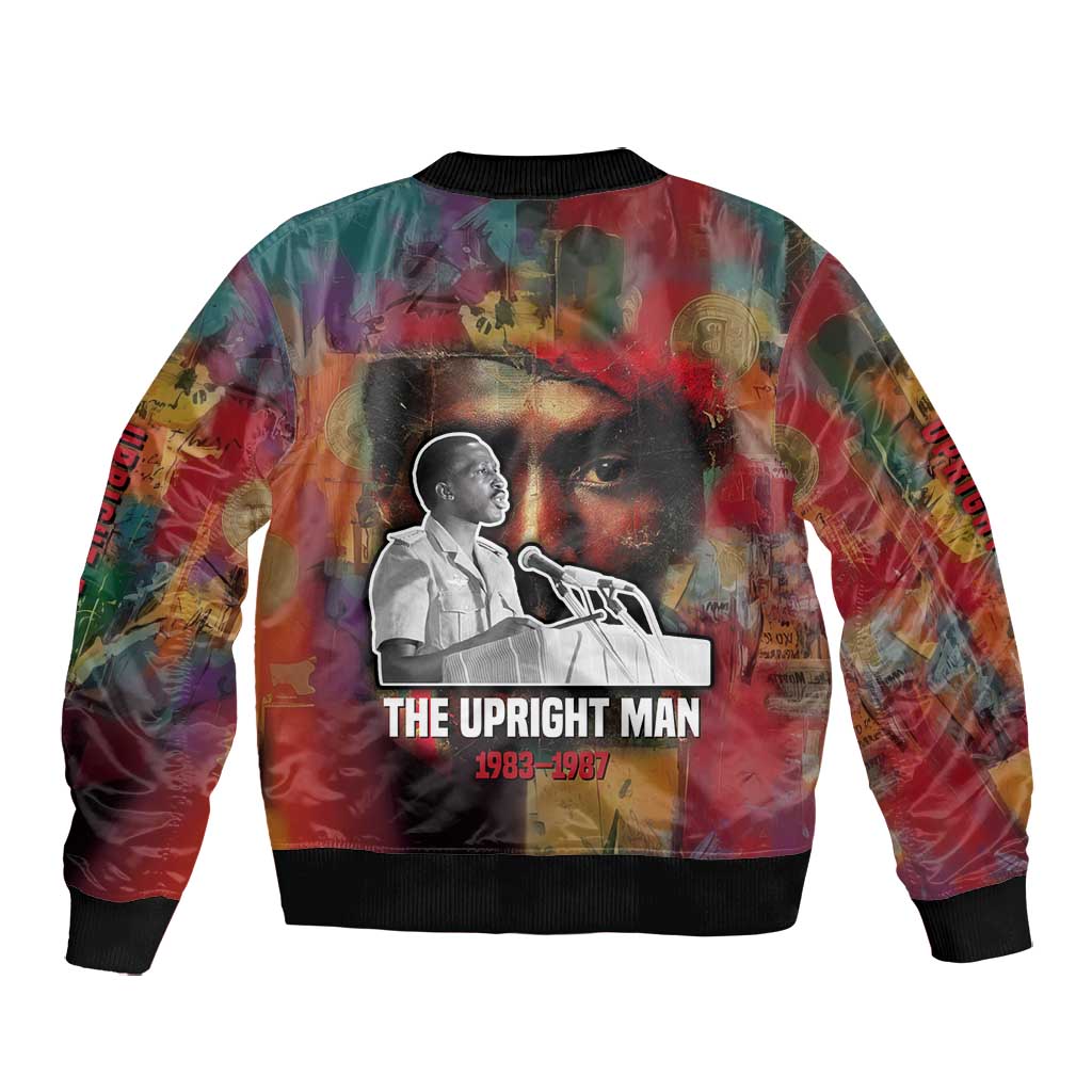 Thomas Sankara Burkina Faso Bomber Jacket with Bold Portrait and The Upright Man Tribute Design - Wonder Print Shop