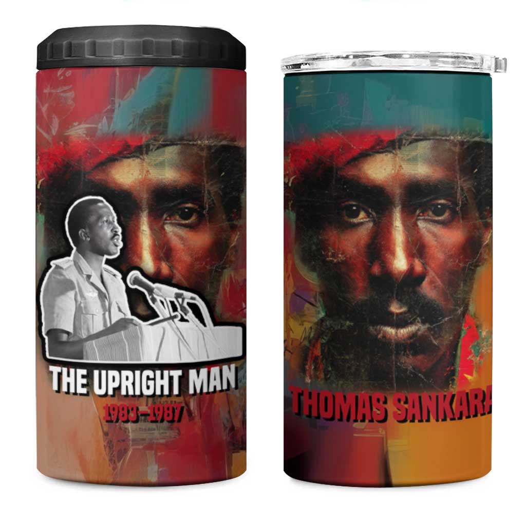 Thomas Sankara Burkina Faso 4 in 1 Can Cooler Tumbler with Bold Portrait and The Upright Man Tribute Design - Wonder Print Shop
