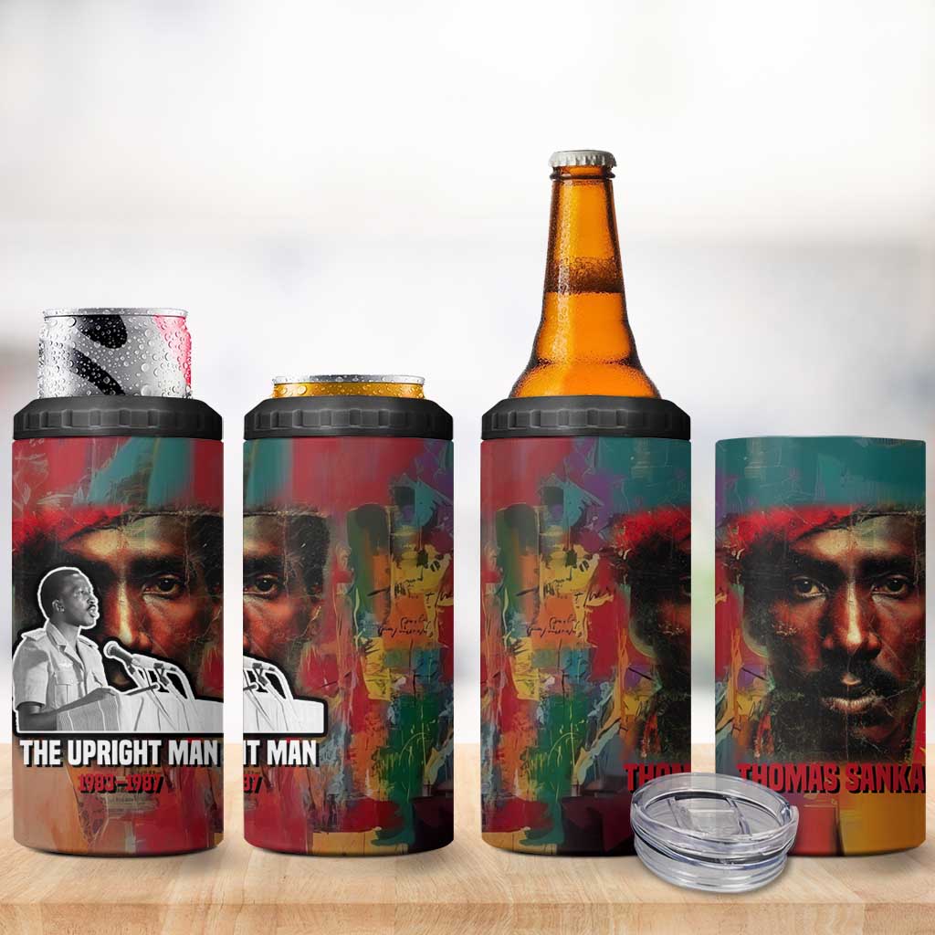 Thomas Sankara Burkina Faso 4 in 1 Can Cooler Tumbler with Bold Portrait and The Upright Man Tribute Design - Wonder Print Shop