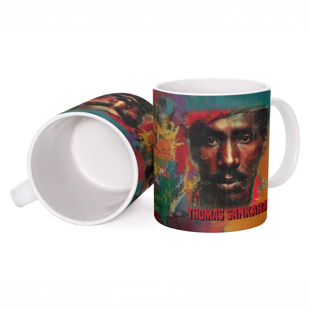 Thomas Sankara Burkina Faso Ceramic Mug with Bold Portrait and The Upright Man Tribute Design - Wonder Print Shop