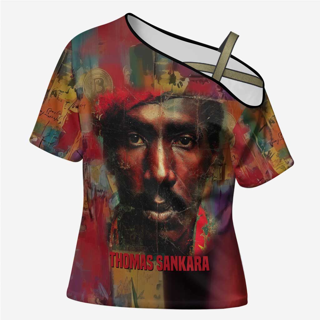 Thomas Sankara Burkina Faso Cross Shoulder Shirt with Bold Portrait and The Upright Man Tribute Design - Wonder Print Shop