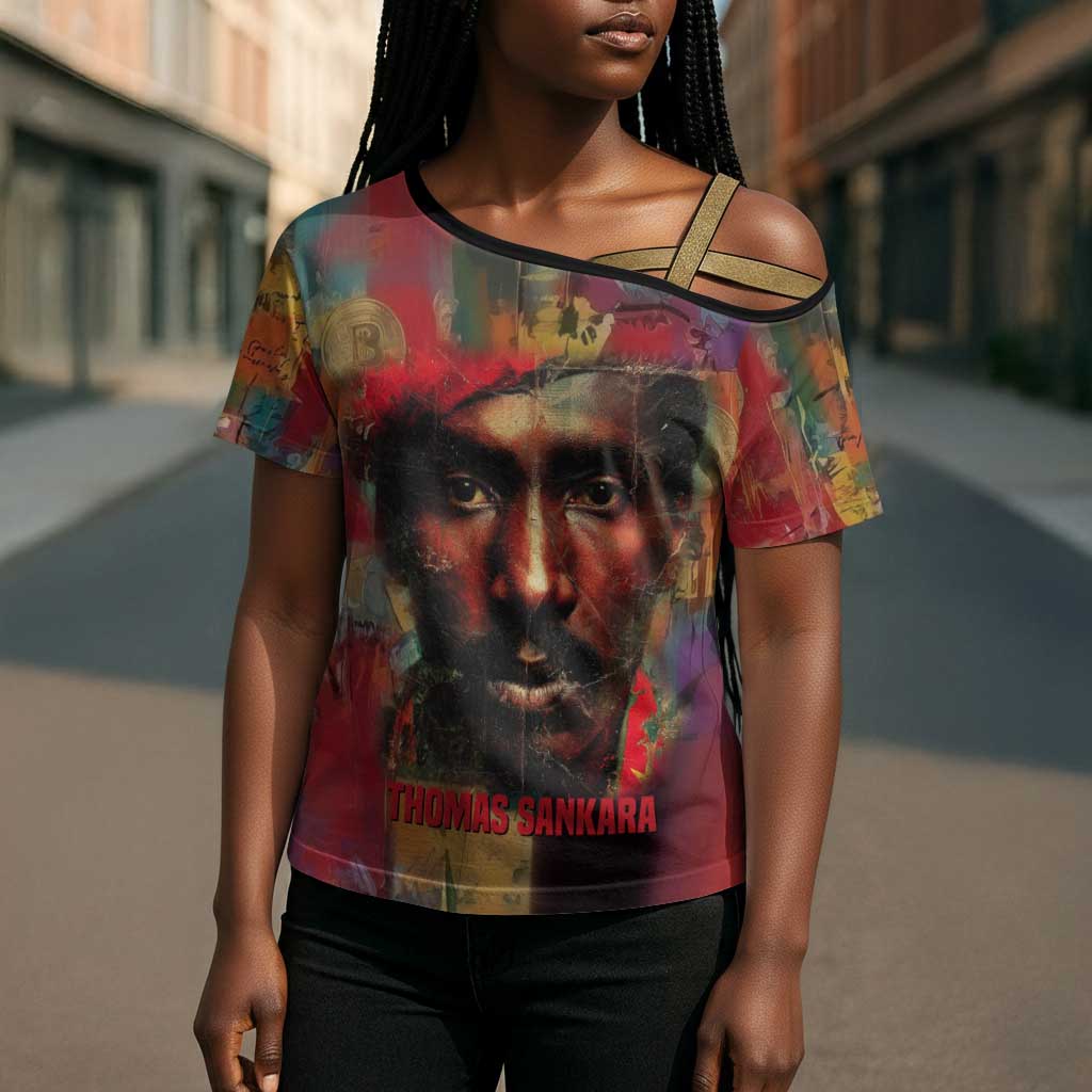 Thomas Sankara Burkina Faso Cross Shoulder Shirt with Bold Portrait and The Upright Man Tribute Design - Wonder Print Shop