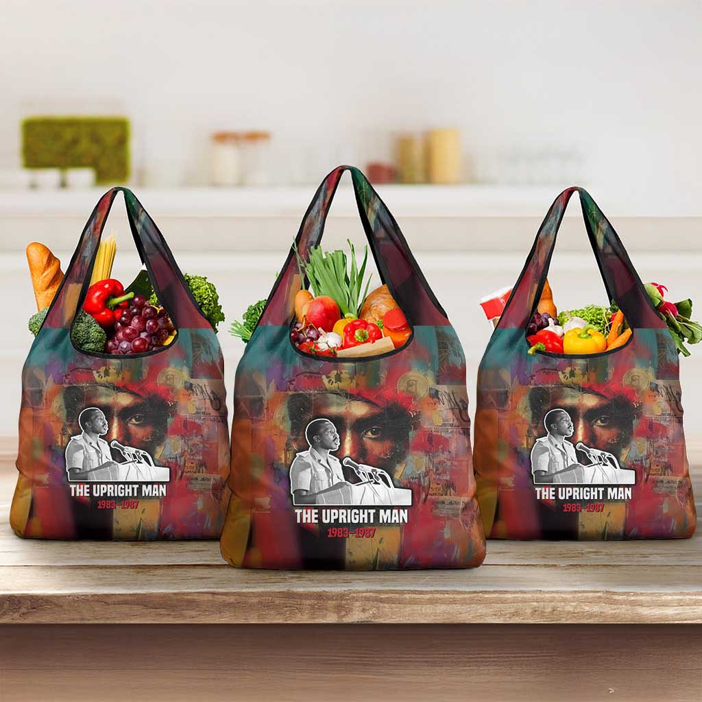 Thomas Sankara Burkina Faso Grocery Bag with Bold Portrait and The Upright Man Tribute Design - Wonder Print Shop