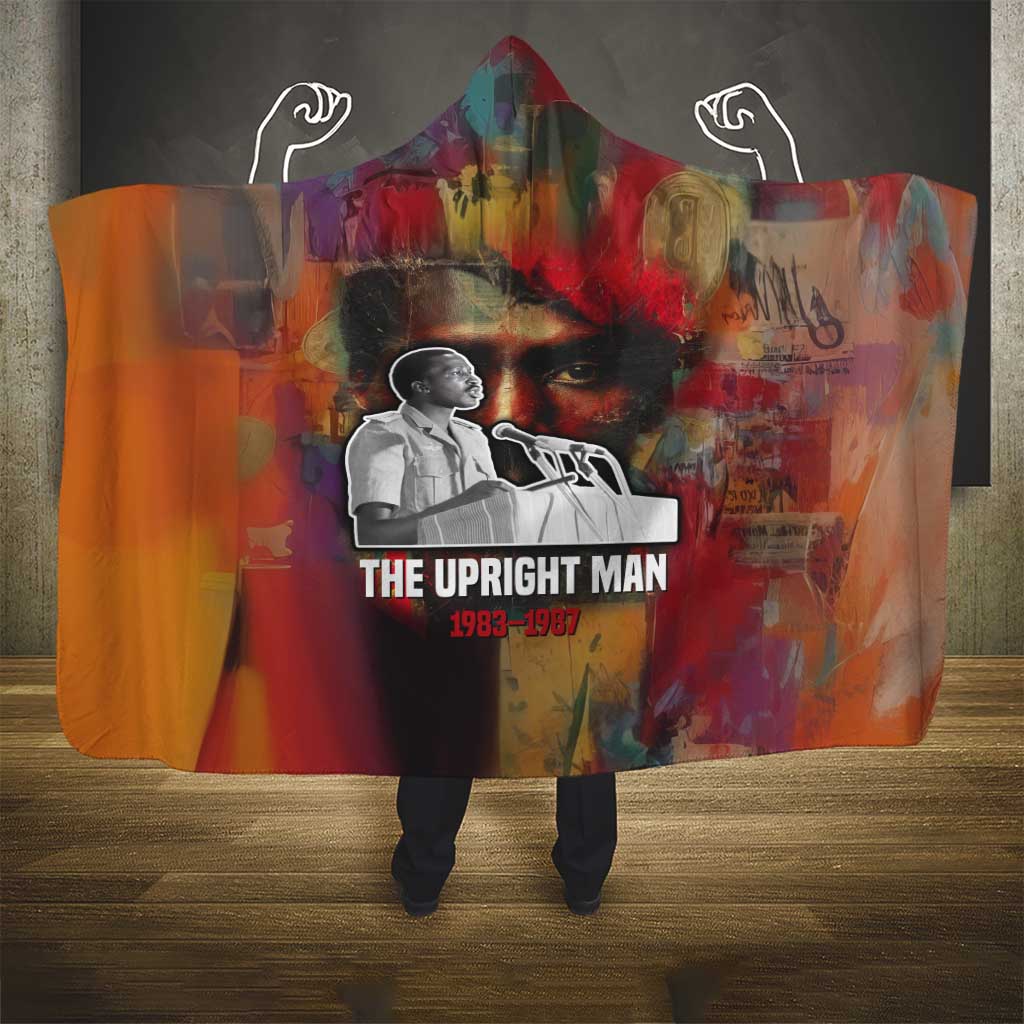 Thomas Sankara Burkina Faso Hooded Blanket with Bold Portrait and The Upright Man Tribute Design - Wonder Print Shop