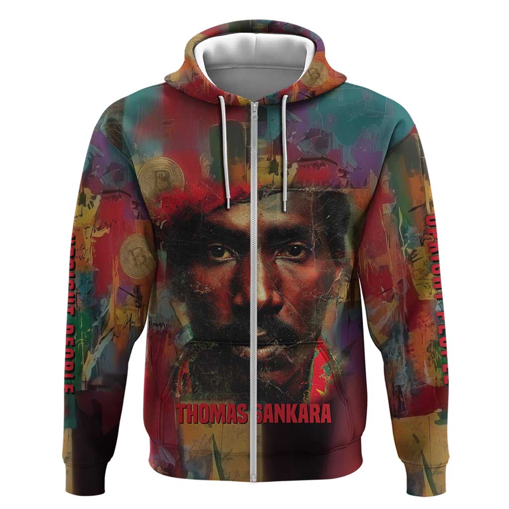 Thomas Sankara Burkina Faso Hoodie with Bold Portrait and The Upright Man Tribute Design - Wonder Print Shop