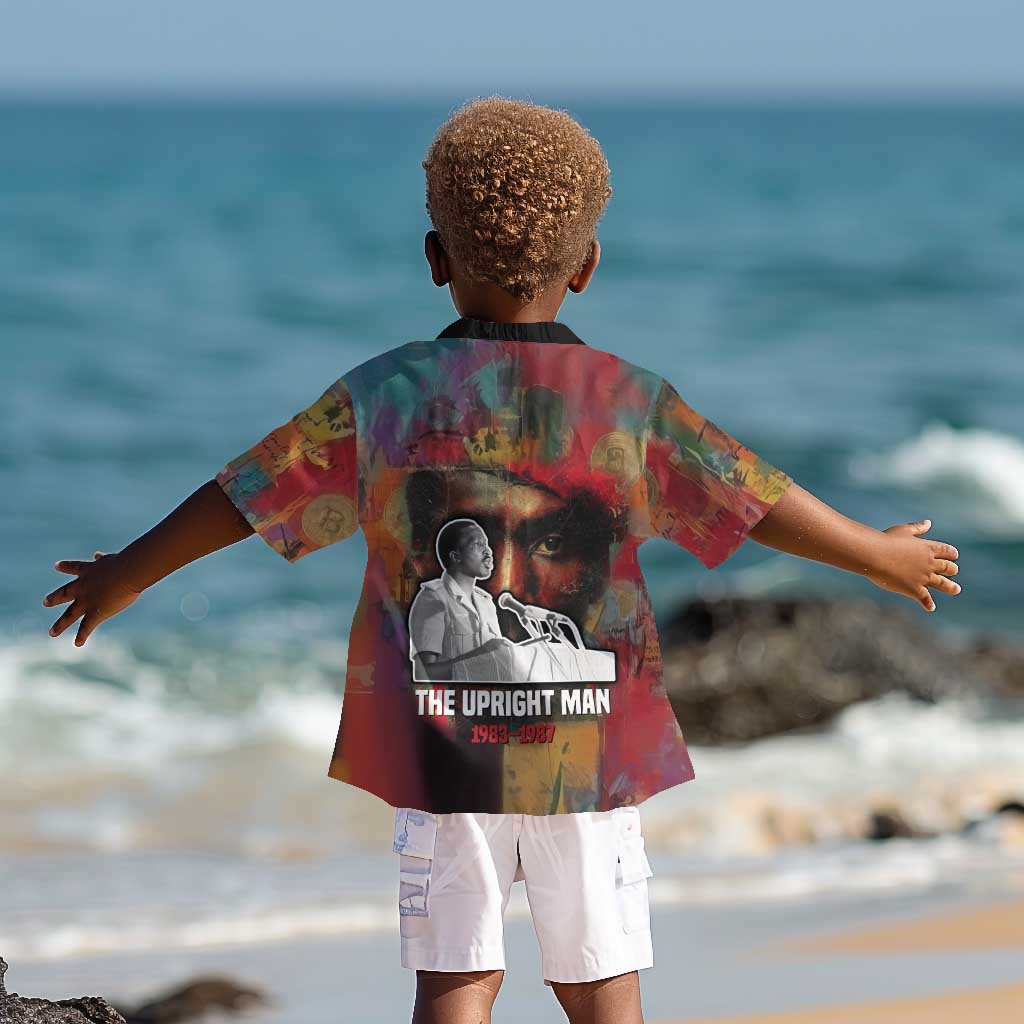 Thomas Sankara Burkina Faso Kid Hawaiian Shirt with Bold Portrait and The Upright Man Tribute Design - Wonder Print Shop