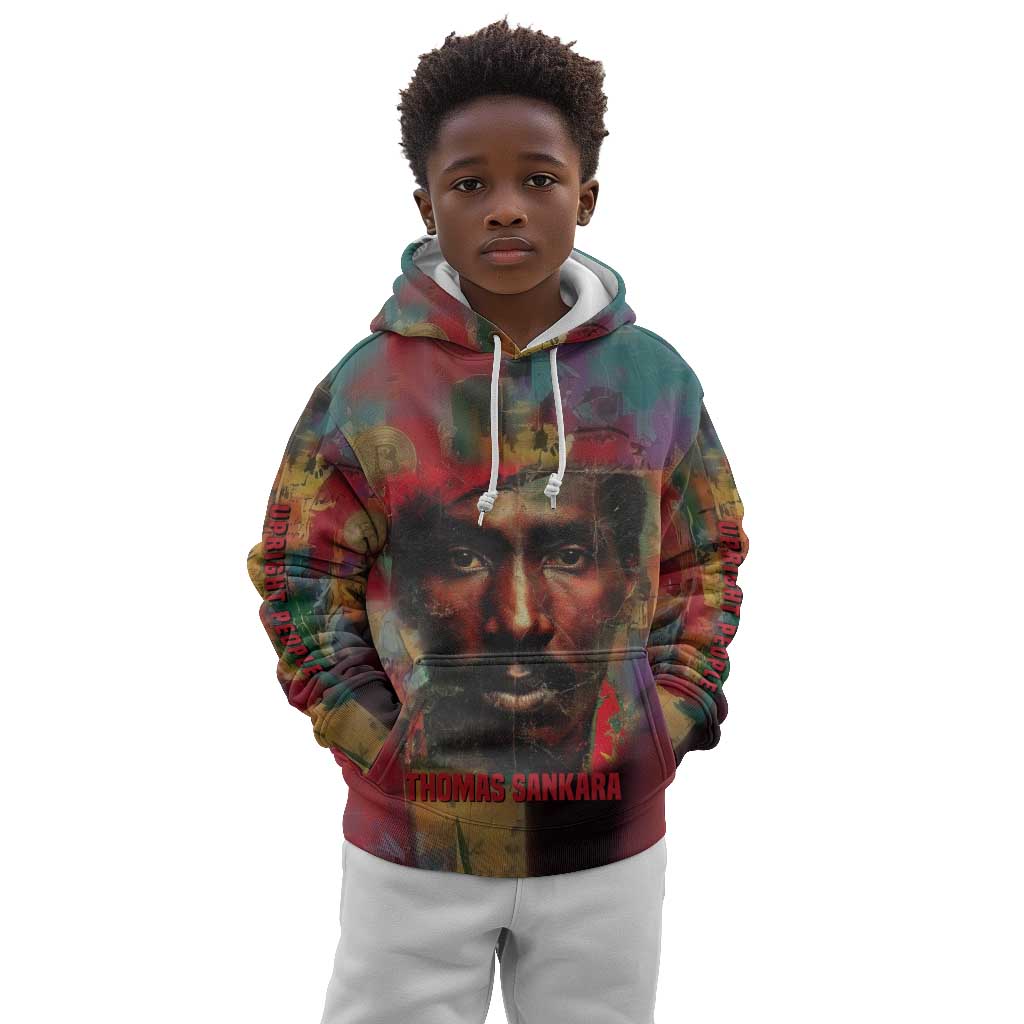 Thomas Sankara Burkina Faso Kid Hoodie with Bold Portrait and The Upright Man Tribute Design - Wonder Print Shop