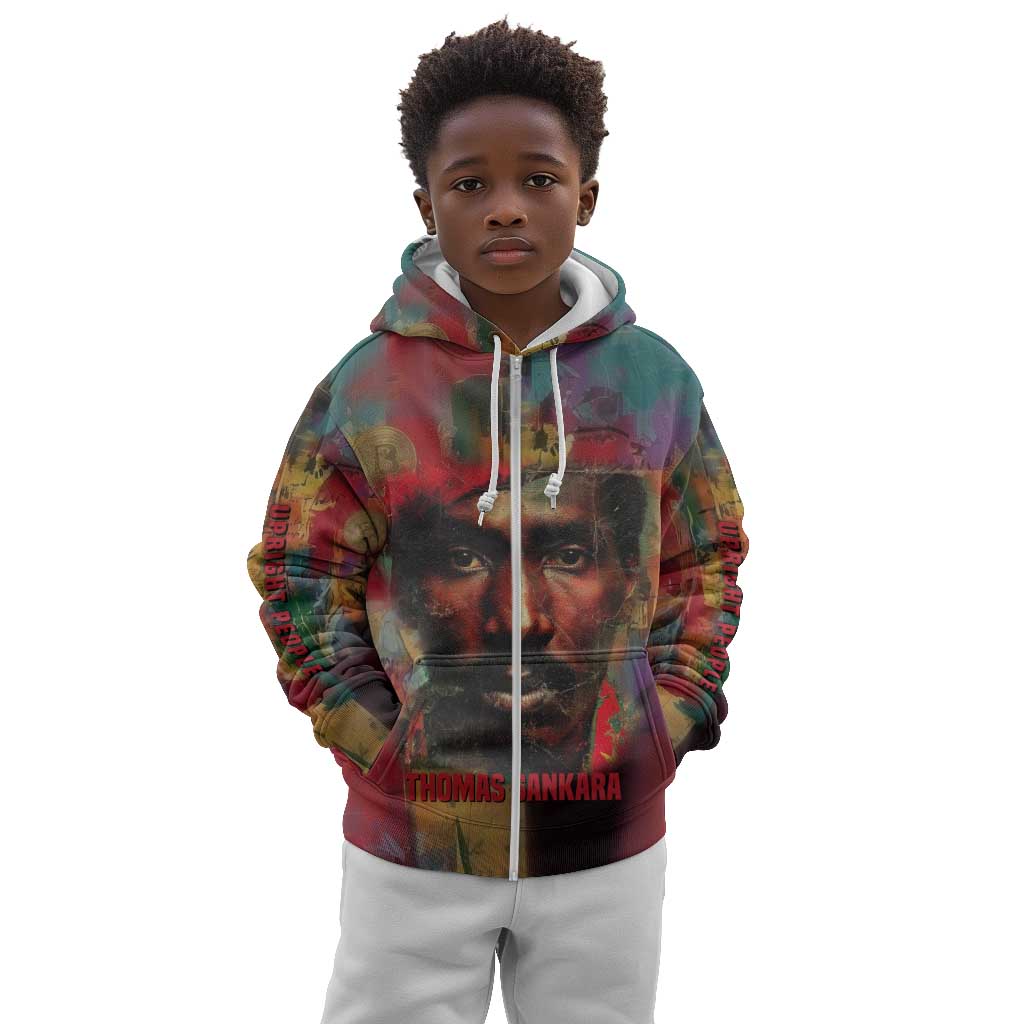 Thomas Sankara Burkina Faso Kid Hoodie with Bold Portrait and The Upright Man Tribute Design - Wonder Print Shop