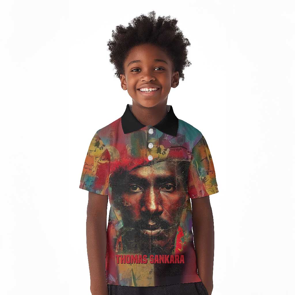 Thomas Sankara Burkina Faso Kid Polo Shirt with Bold Portrait and The Upright Man Tribute Design - Wonder Print Shop