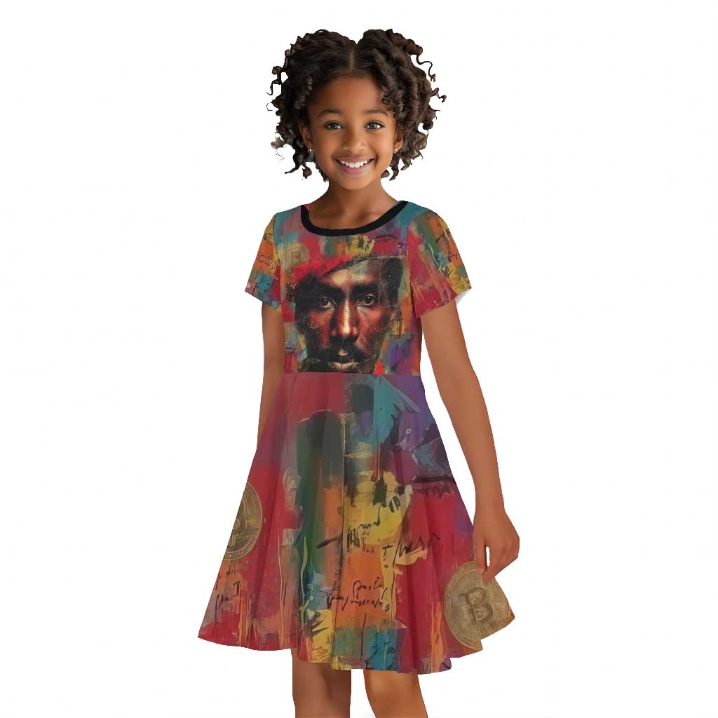 Thomas Sankara Burkina Faso Kid Short Sleeve Dress with Bold Portrait and The Upright Man Tribute Design - Wonder Print Shop